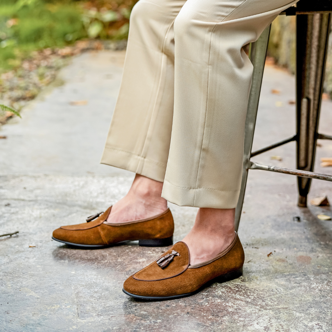Mocassins en daim Napoli pour homme à pampilles