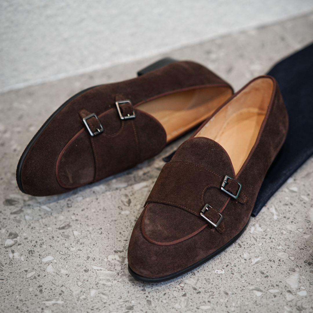 Herren Doppelmonkstraps Wildleder-Loafer