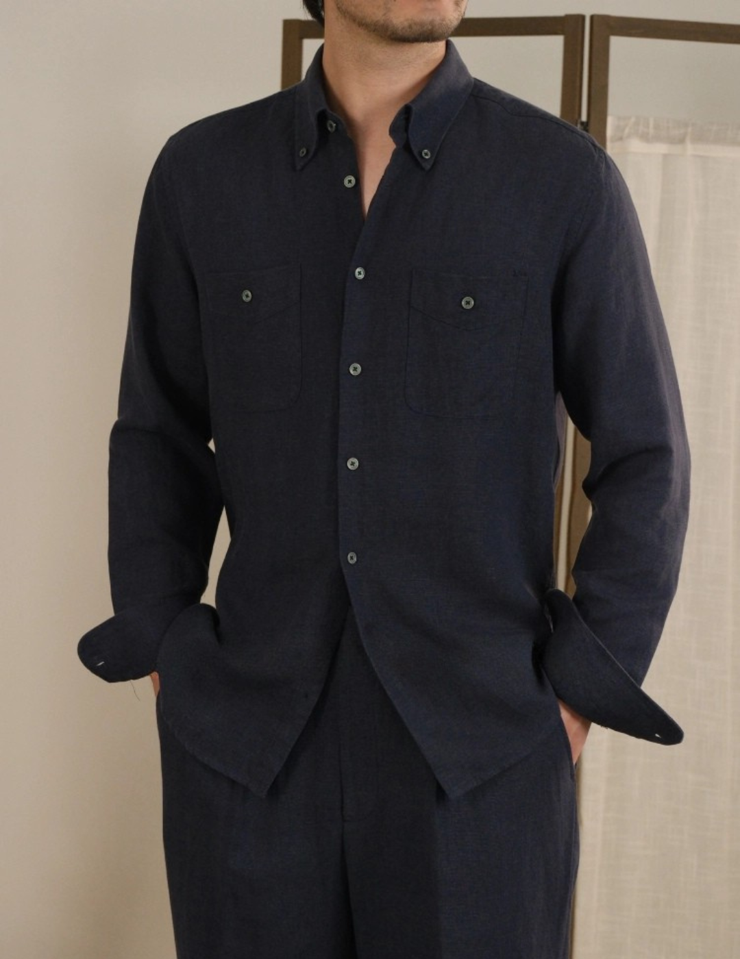 Camicia Misto Tencel e Lino