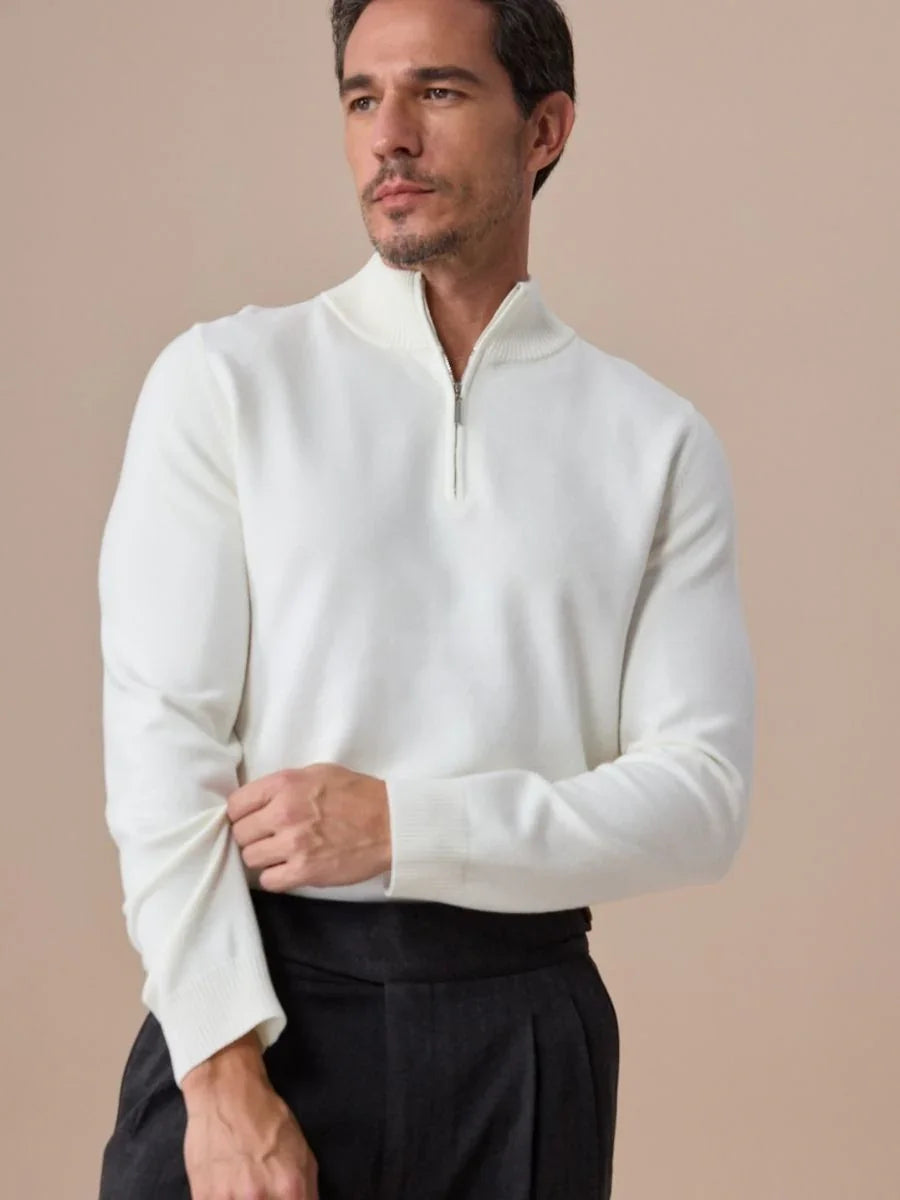 Pull en maille zippé demi-longueur boucles