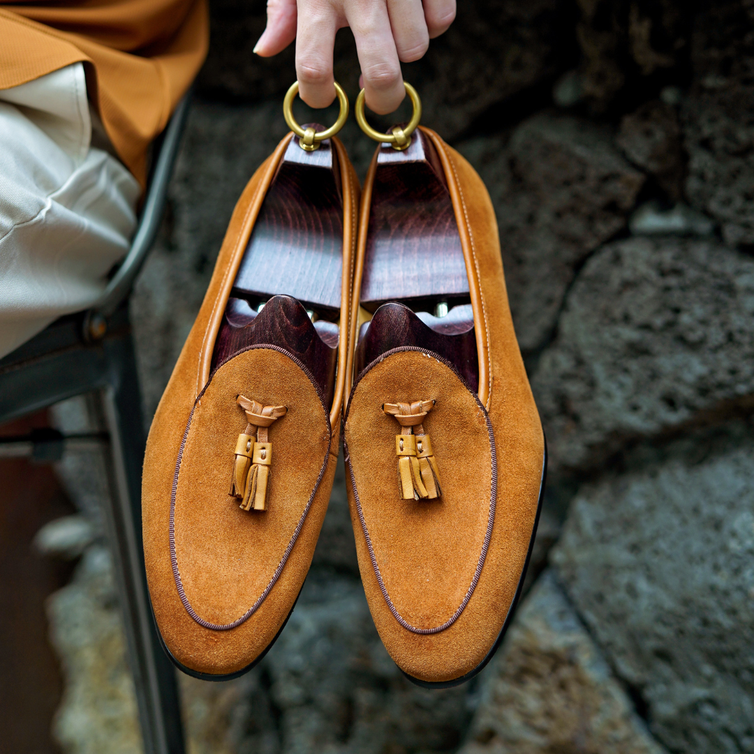 Mocassins en daim Napoli pour homme à pampilles