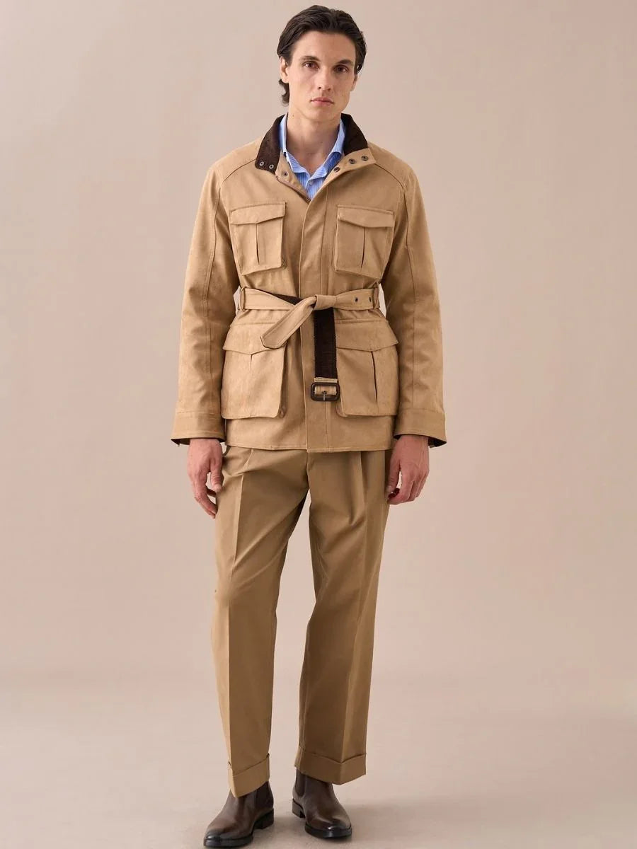 Giacca da Caccia Vintage in Stile Scamosciato