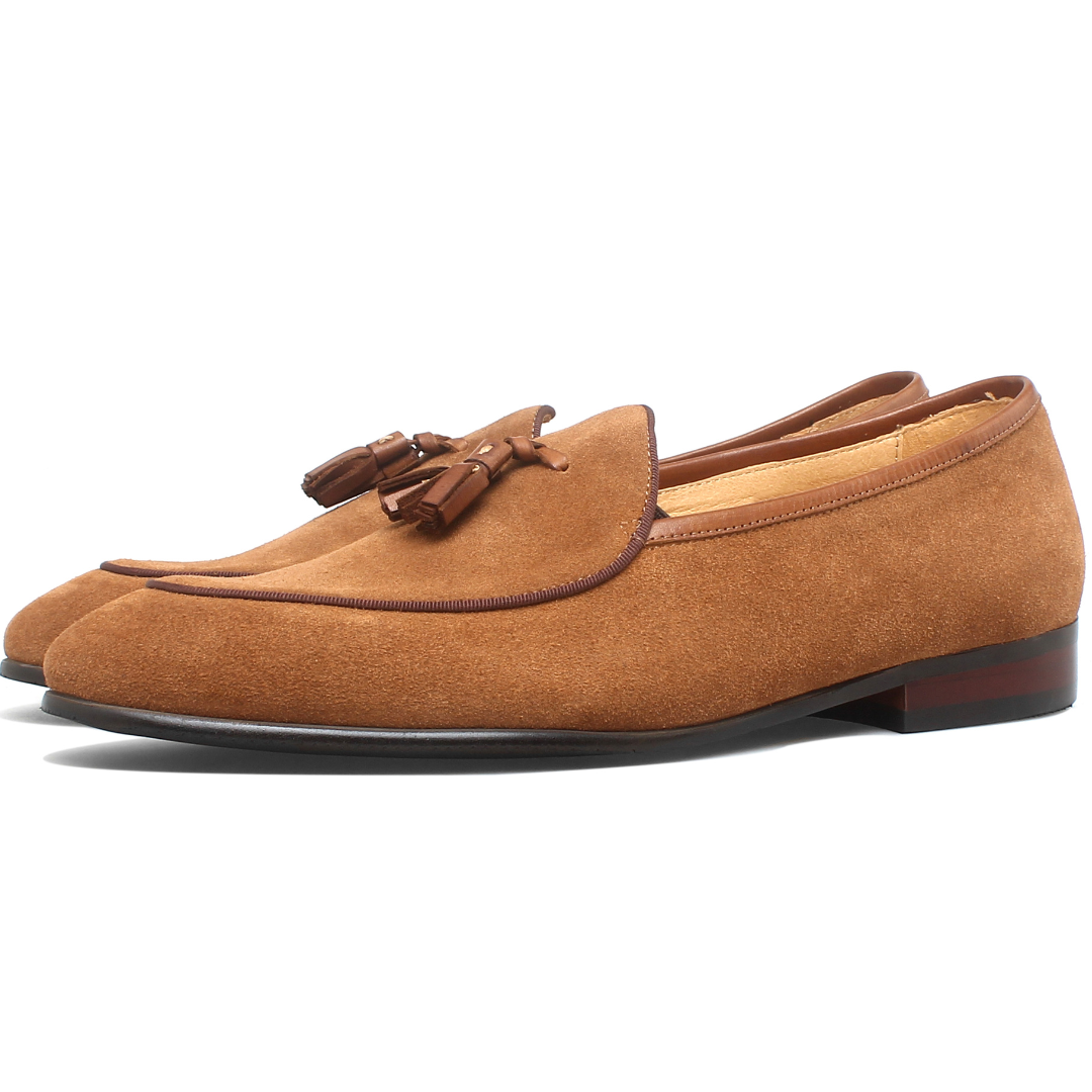 Mocassins en daim Napoli pour homme à pampilles