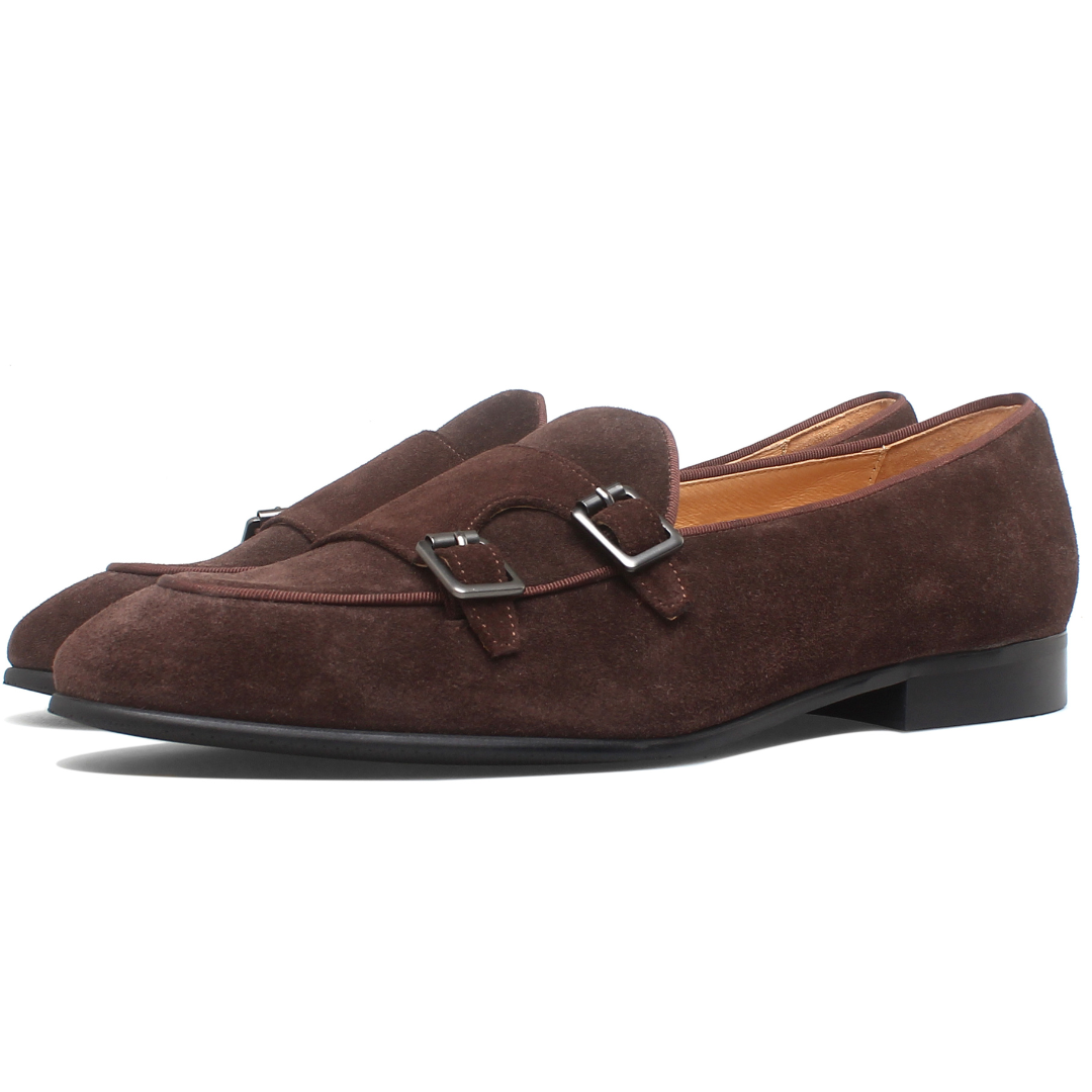 Herren Doppelmonkstraps Wildleder-Loafer