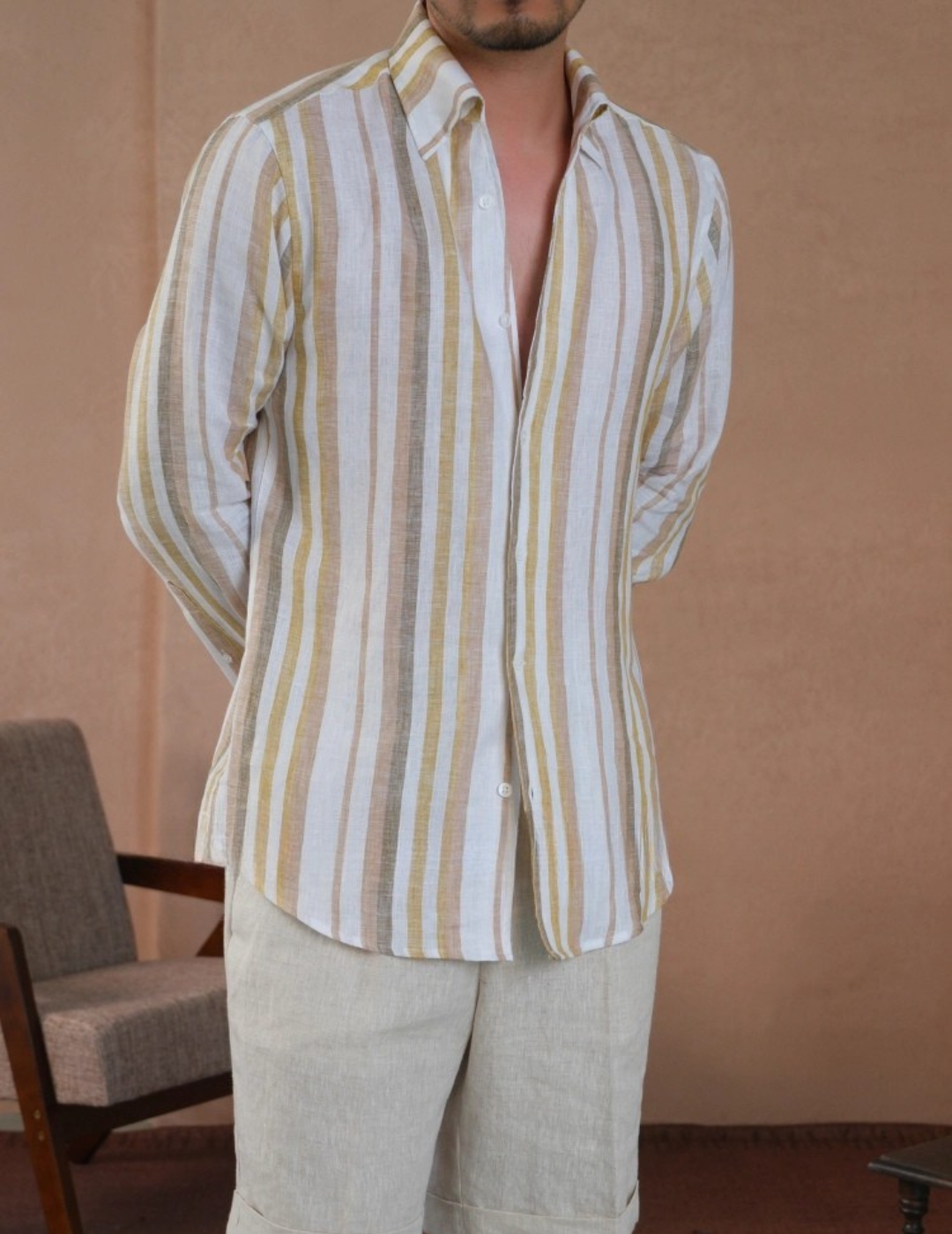 Chemise rayée en lin italien