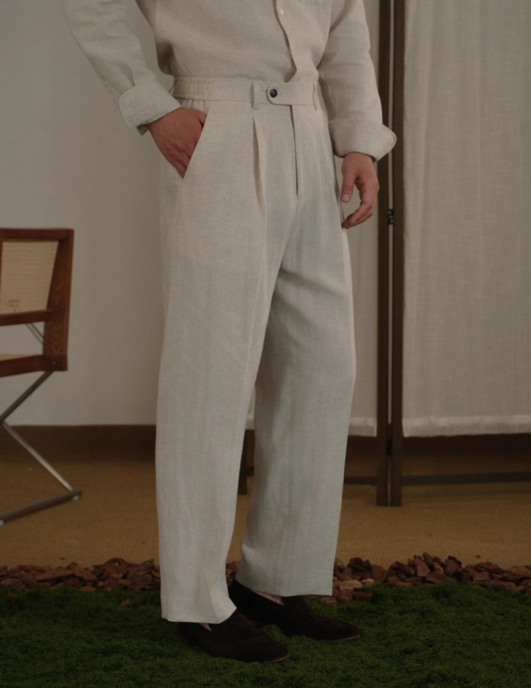 Pantalones de mezcla de Tencel y lino