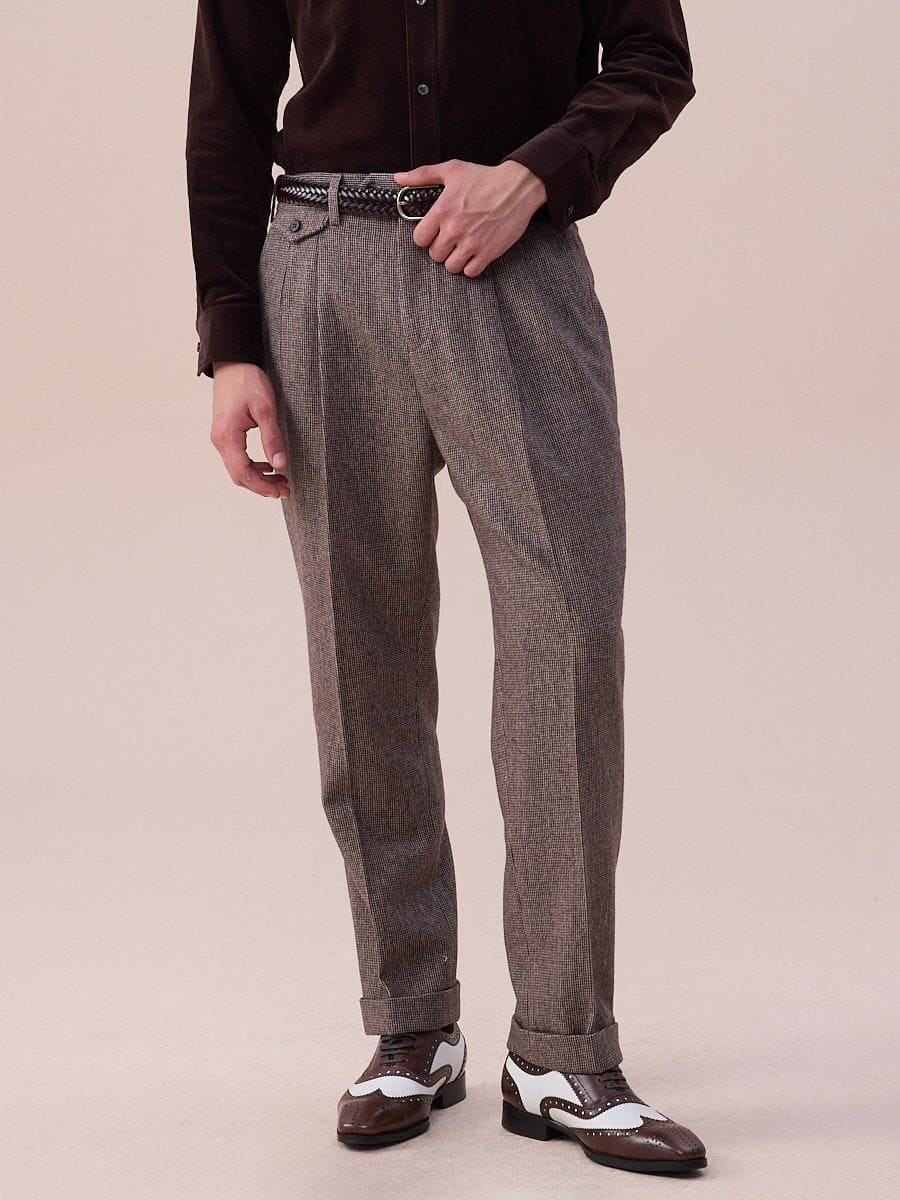 Pantalones de lana de tiro alto con trabillas Piemonte