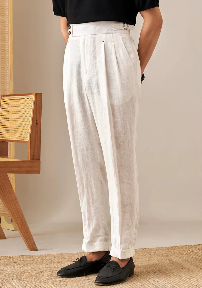 Pantalones de Lino con Trabillas LS035