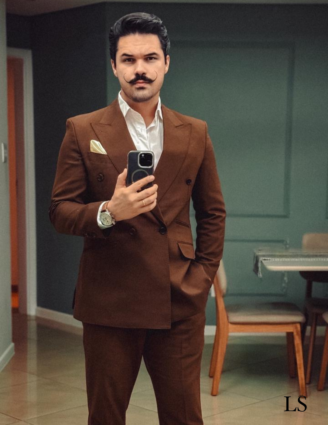 Costume chevauchant marron Bologne