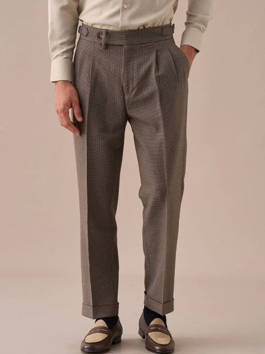 Pantalones Gurkha a cuadros con trabillas LS061