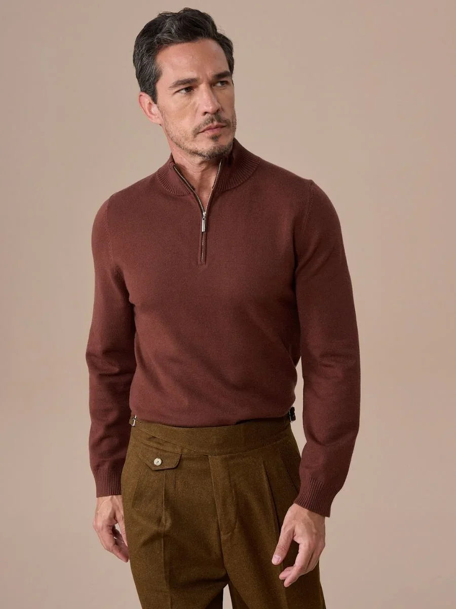 Pull en maille zippé demi-longueur boucles