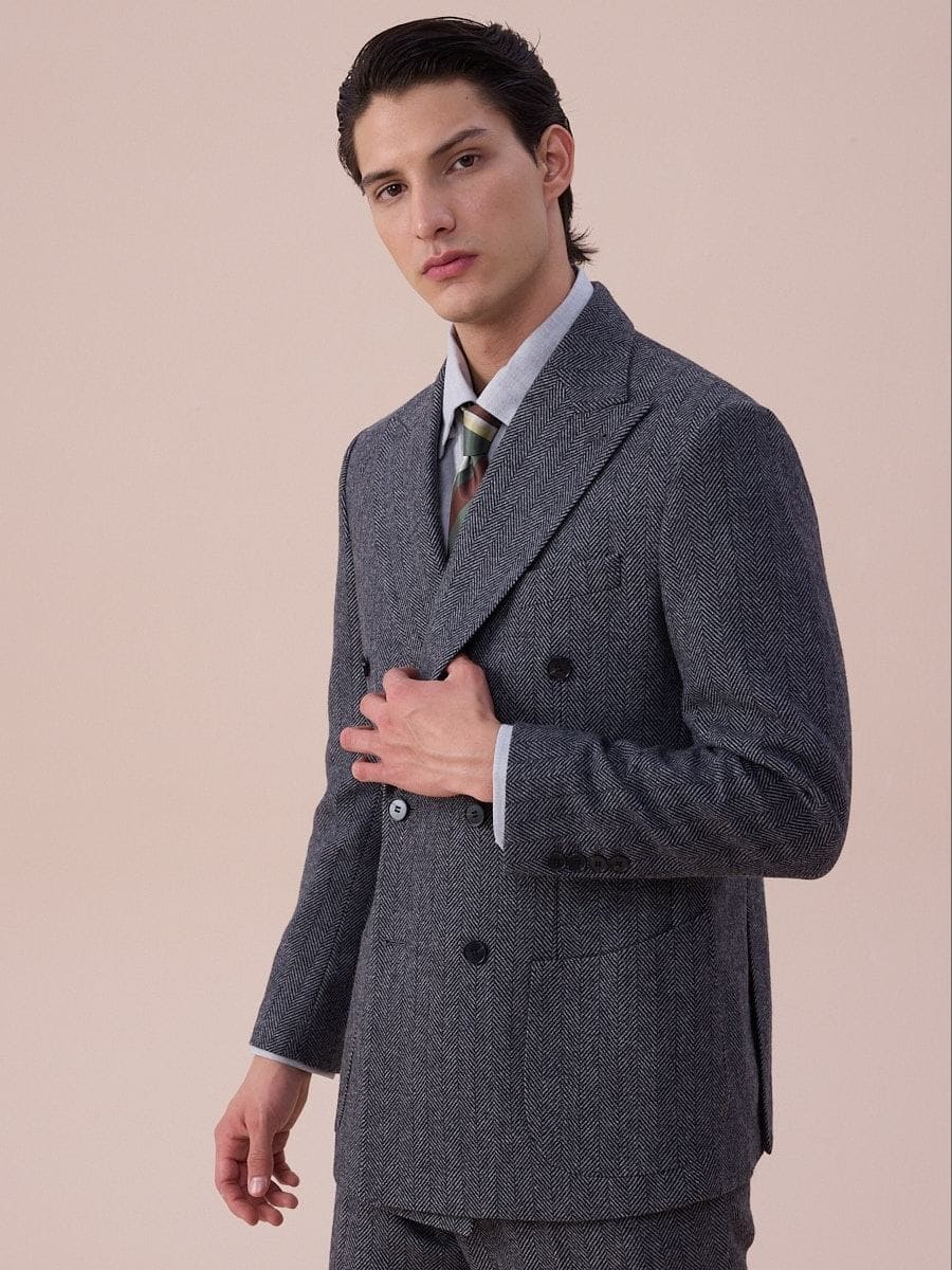 Costume en laine chevrons croisé Venise