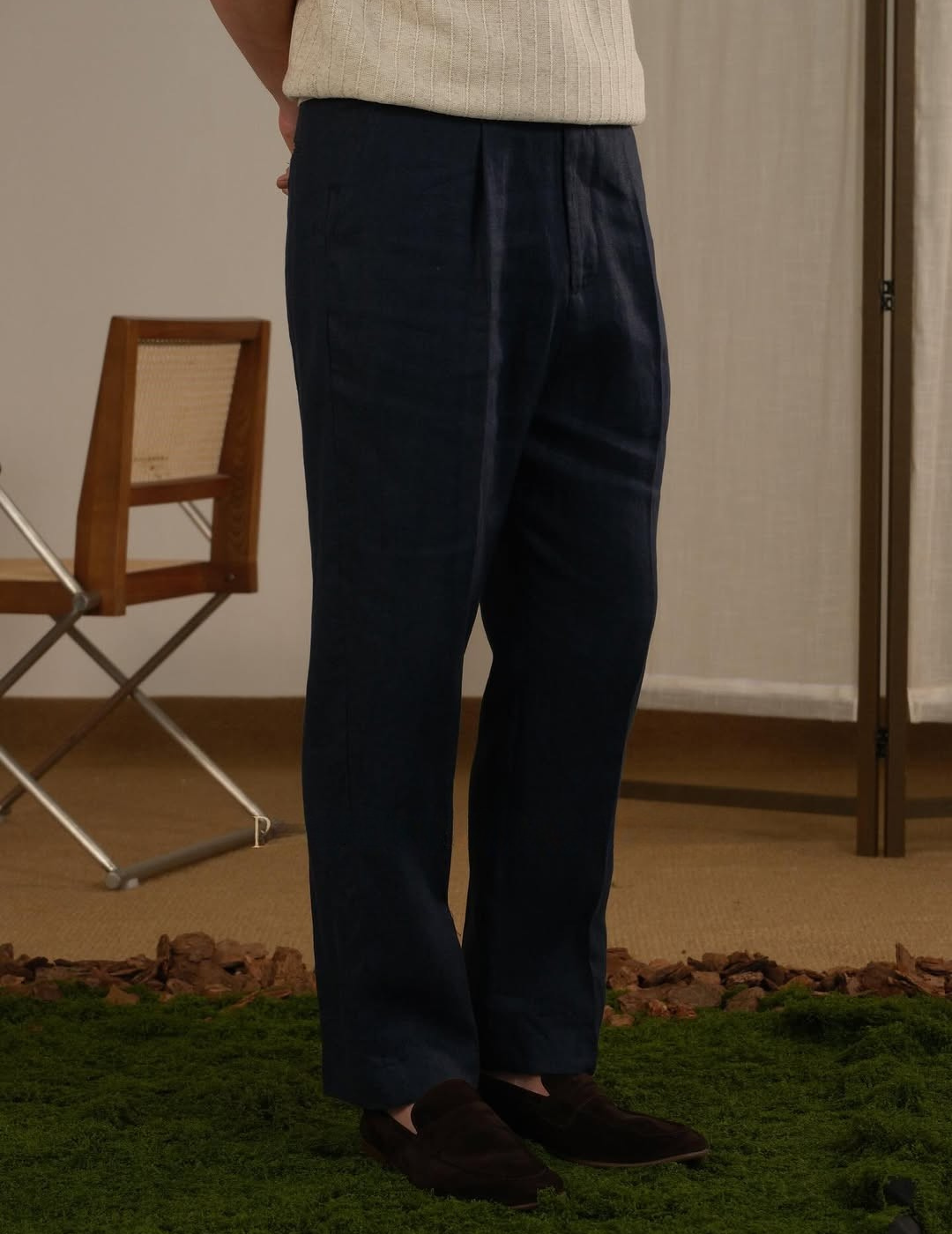Pantalones de mezcla de Tencel y lino