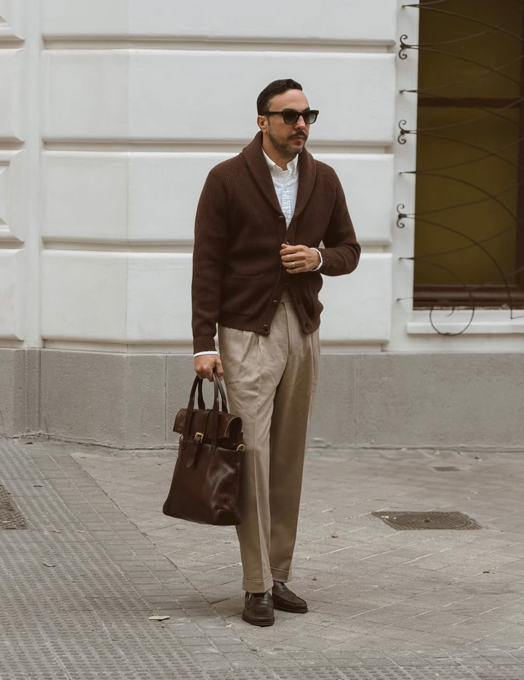 Cardigan en laine à col châle pour homme