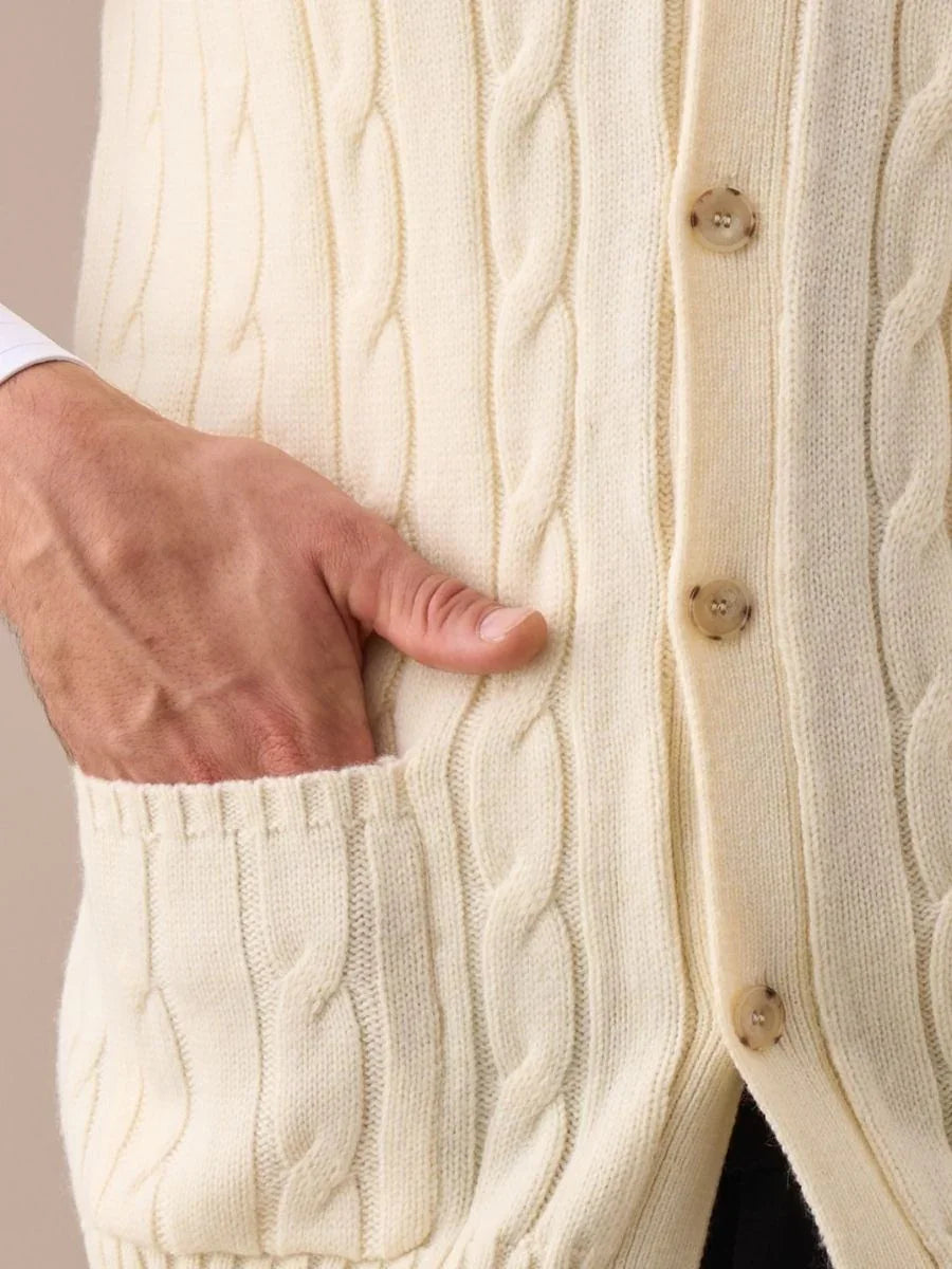Chaleco de punto trenzado de lana para hombre