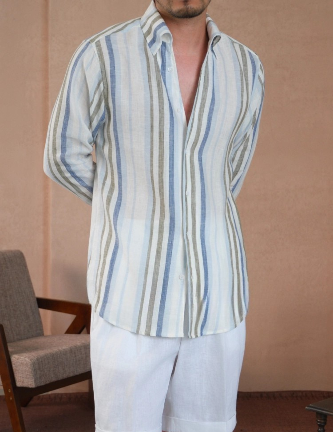 Chemise rayée en lin italien