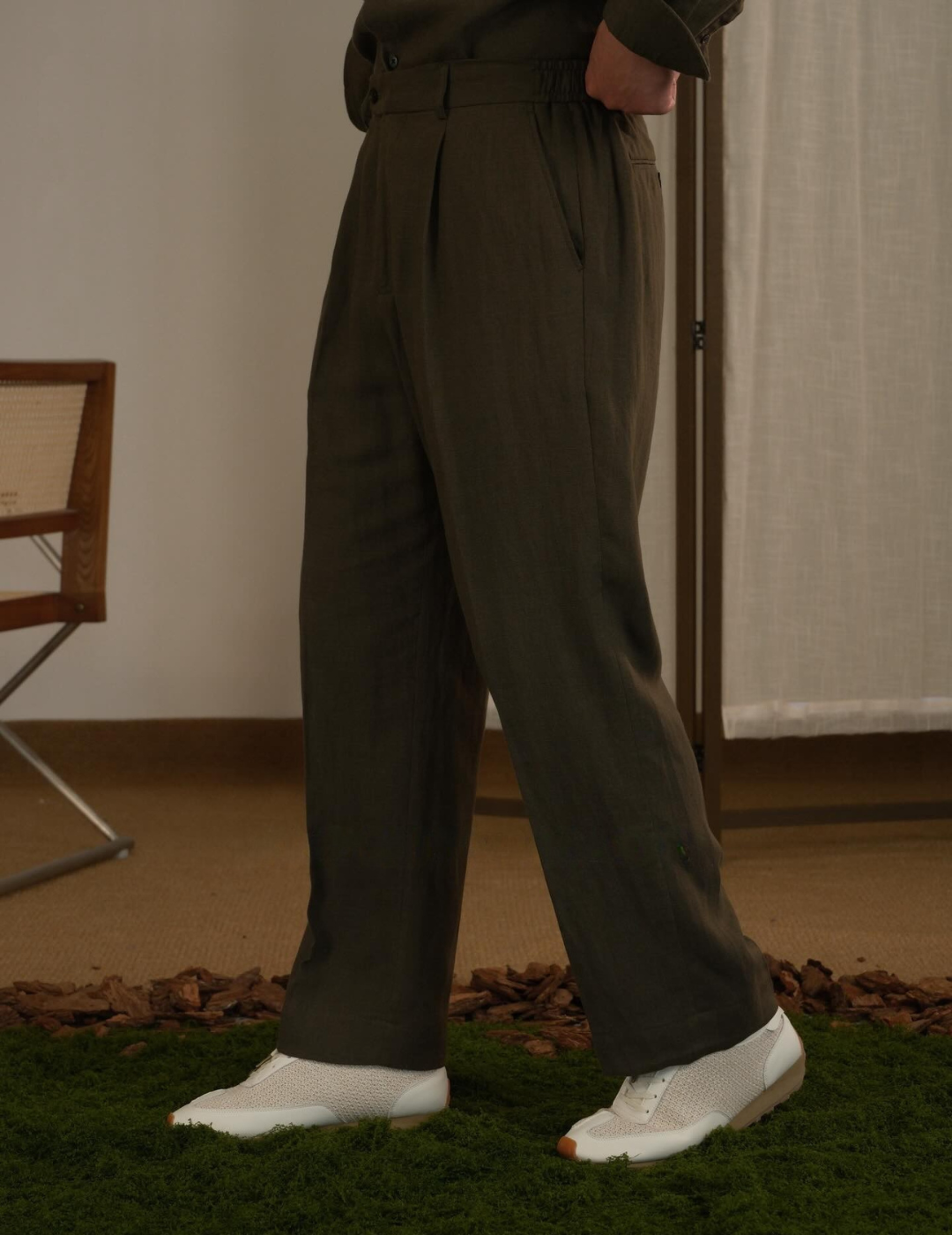 Pantalones de mezcla de Tencel y lino