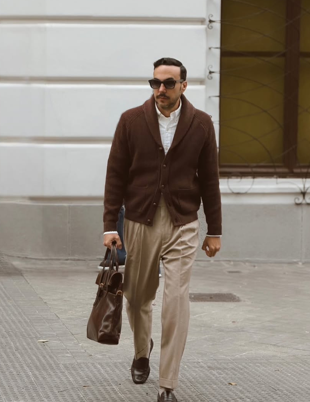 Cardigan en laine à col châle pour homme