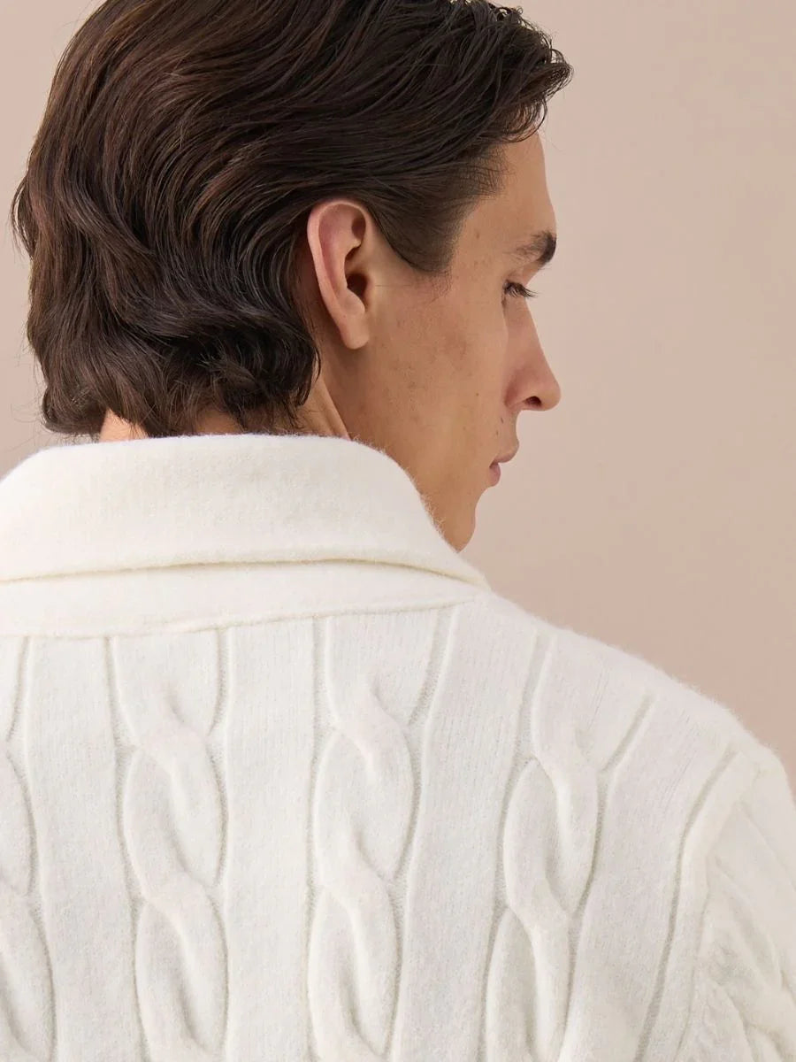 Cardigan en maille à col châle pour homme
