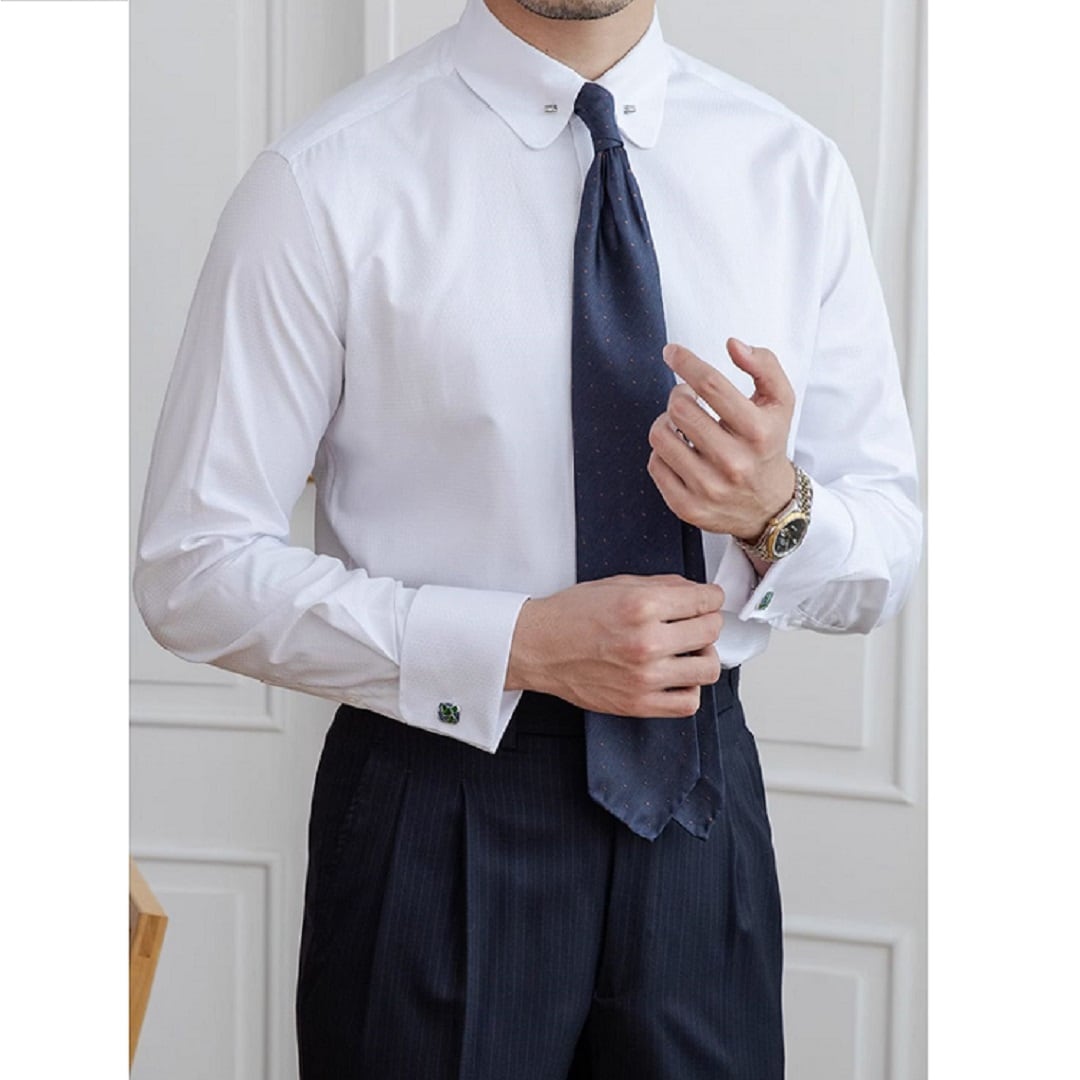 Camisa de cuello corto con gemelos