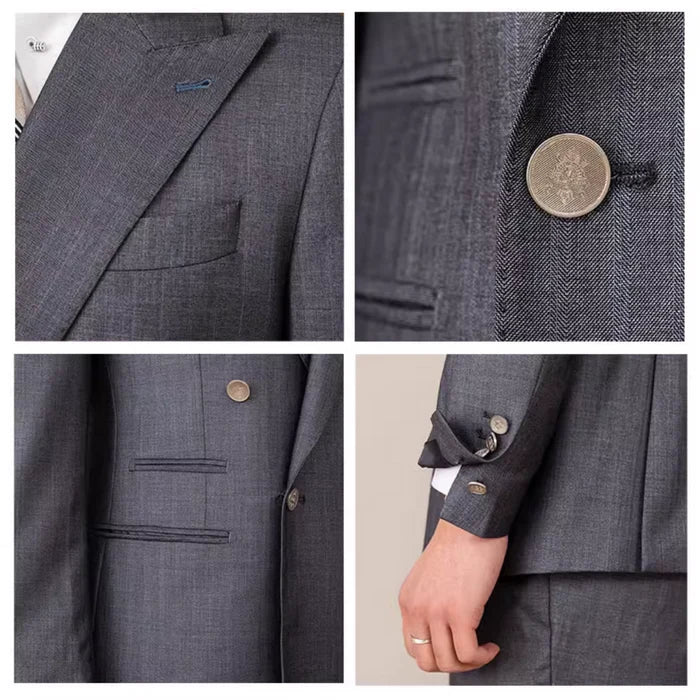 Costume gris croisé à revers pointus