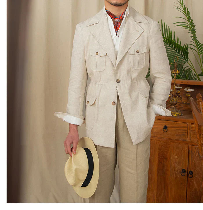 Veste saharienne en pur lin