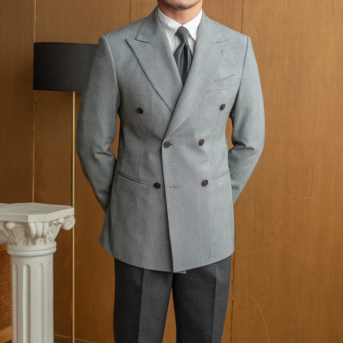 Doppelreiher Prince-of-Wales-Karo Grauer Blazer