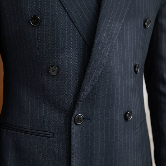 Doppelreiher Nadelstreifen Blazer Blau
