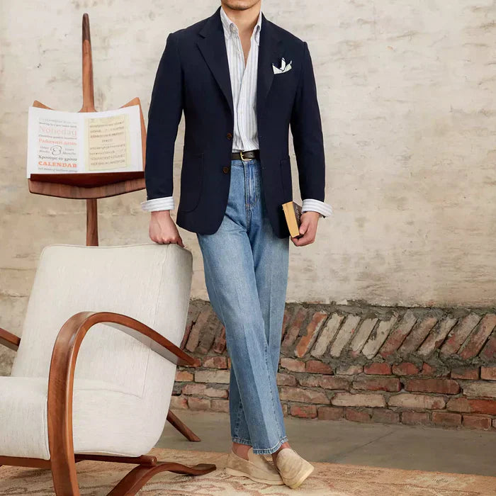 Blazer Retro con Solapa de Muesca y Dos Botones