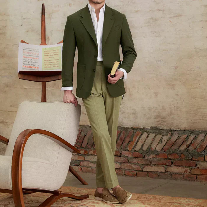 Blazer Retro con Solapa de Muesca y Dos Botones