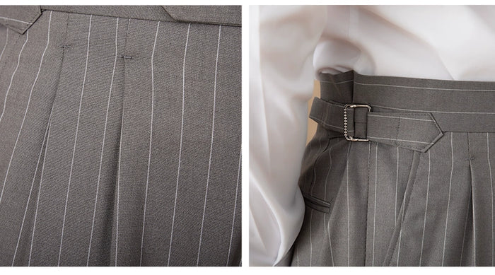 Pantalon gris à rayures tennis avec ajustement latéral