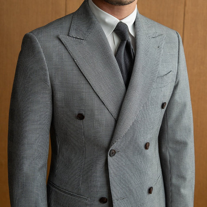 Costume croisé Prince de Galles gris