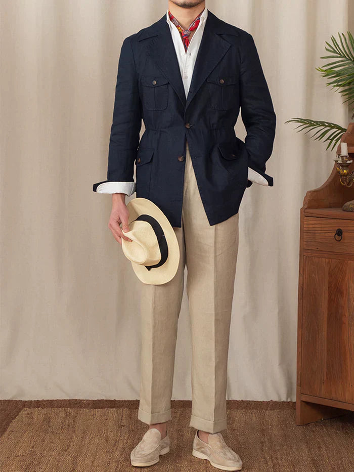 Veste saharienne en pur lin