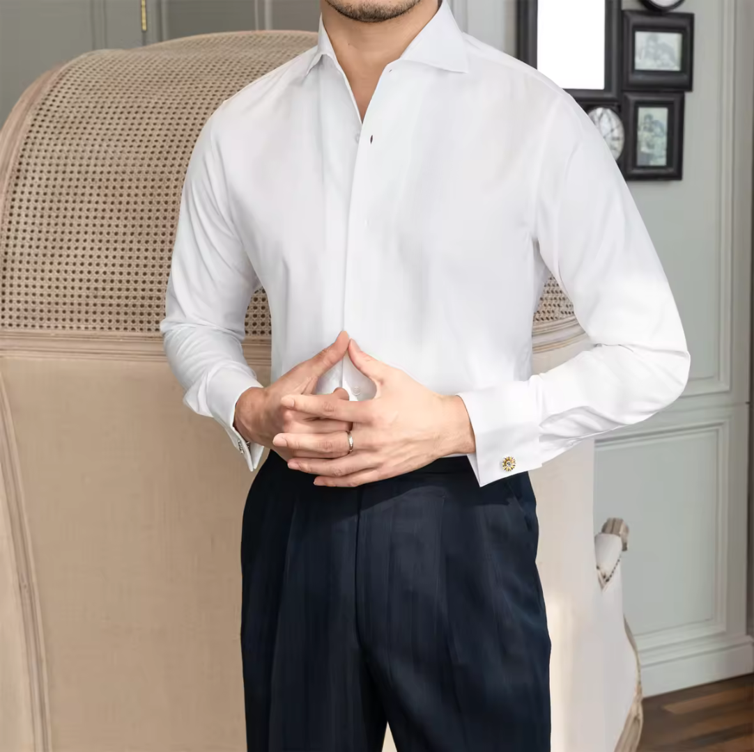Camisa de puño francés con gemelos