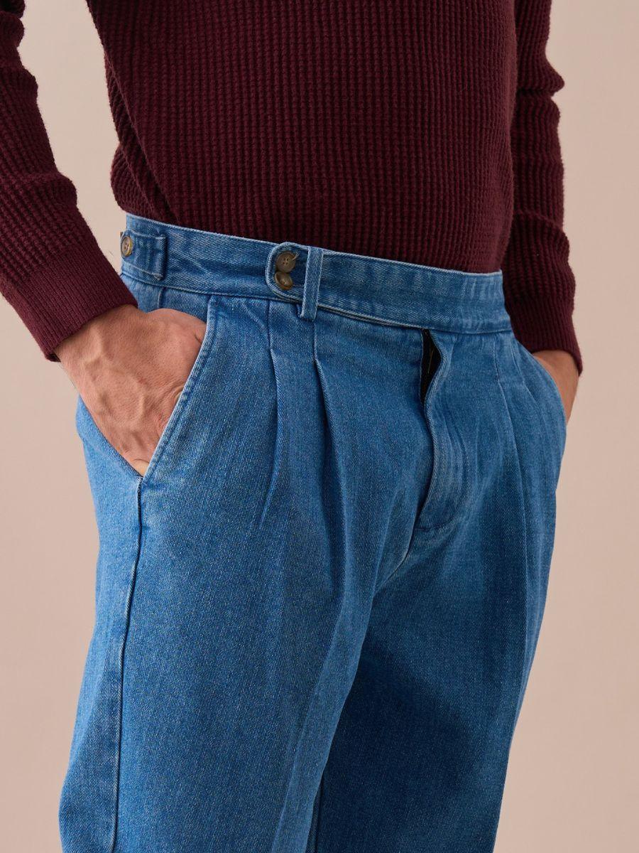 Pantalon en jean taille haute à double pli Loops Montefalco