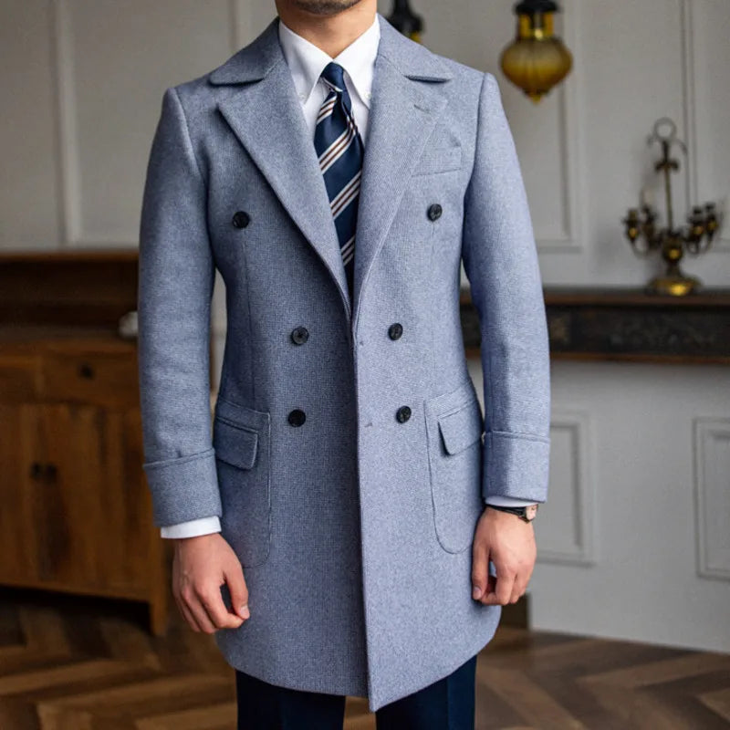 Manteau Homme Croisé Bouclé Manches Longues LS001