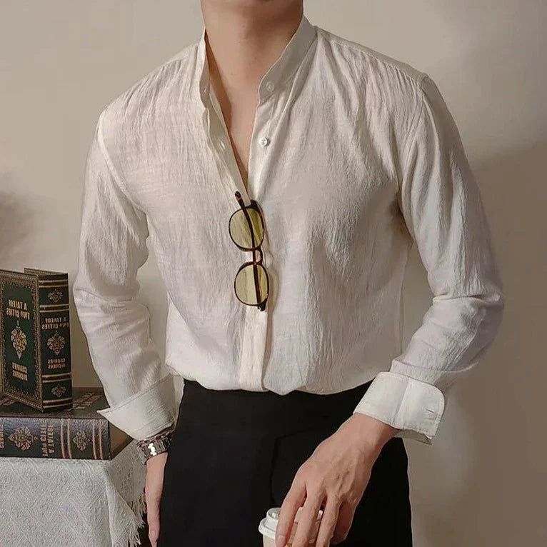 Loops LS032 Leinen Mandarin-Kragen-Hemd