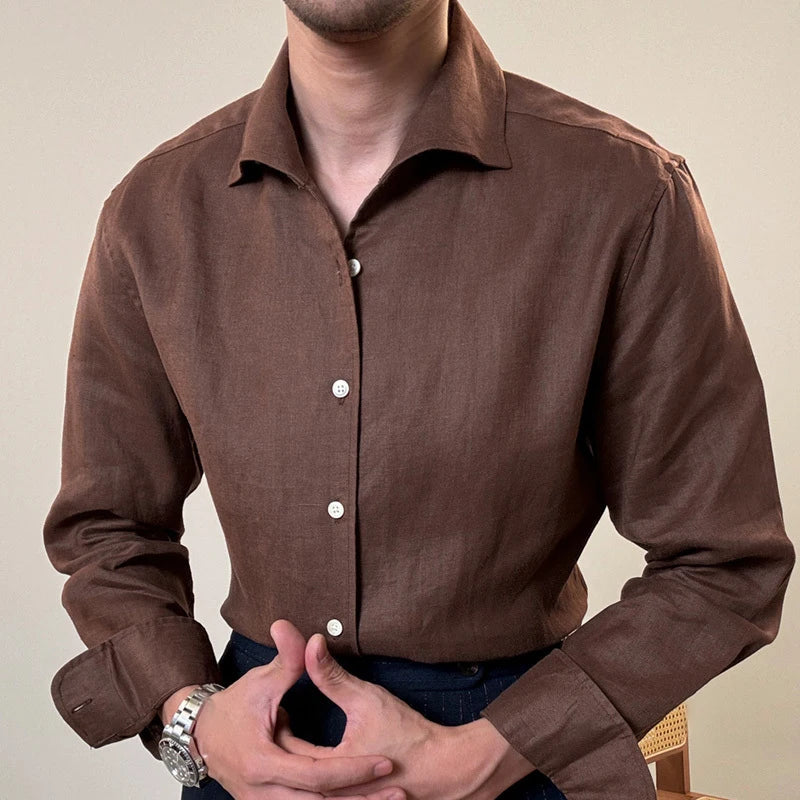 Loops LS031 Herren Leinen Businesshemd