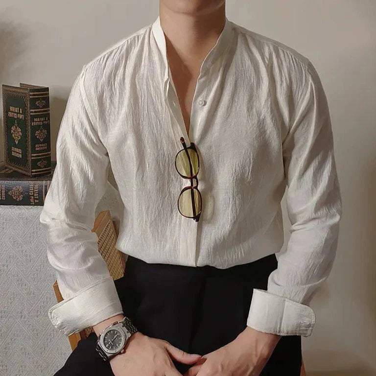 Loops LS032 Leinen Mandarin-Kragen-Hemd