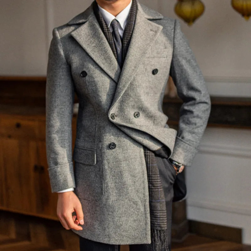 Manteau Homme Croisé Bouclé Manches Longues LS001