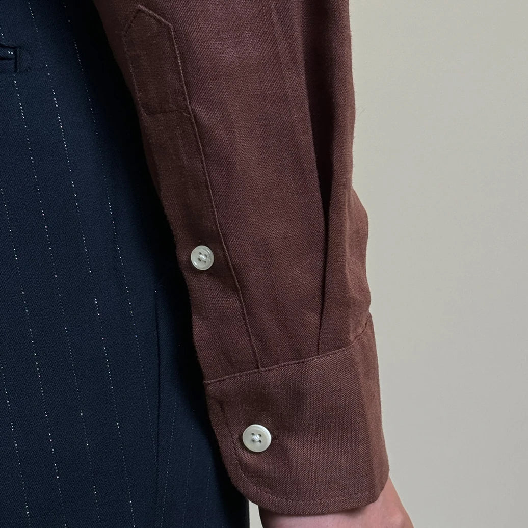 Loops LS031 Herren Leinen Businesshemd