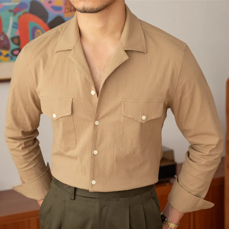 Chemise col cubain italienne LS049