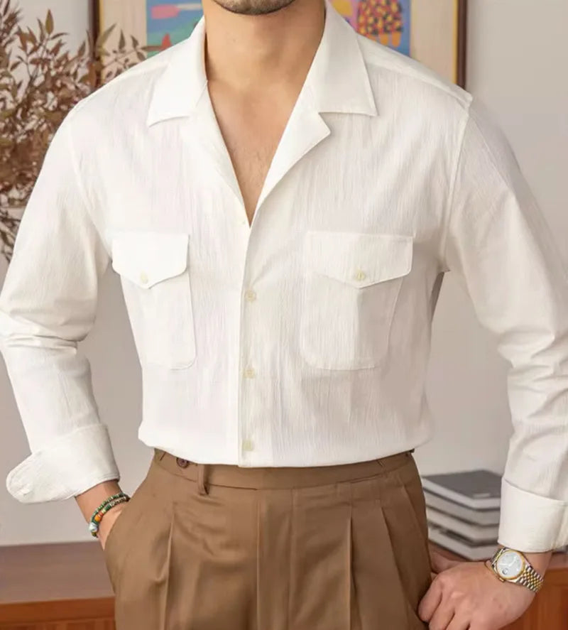 Chemise col cubain italienne LS049