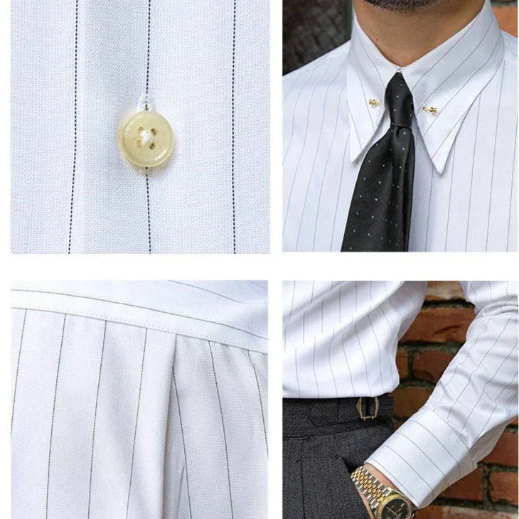 Camisa de rayas con broche