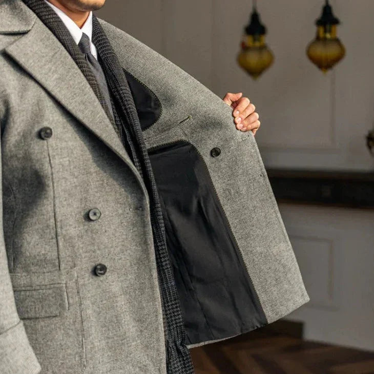 Manteau Homme Croisé Bouclé Manches Longues LS001