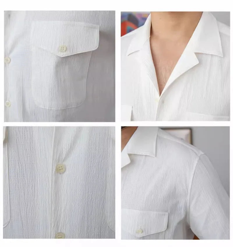 Chemise col cubain italienne LS049