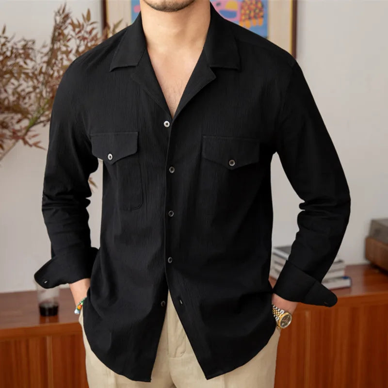 Chemise col cubain italienne LS049