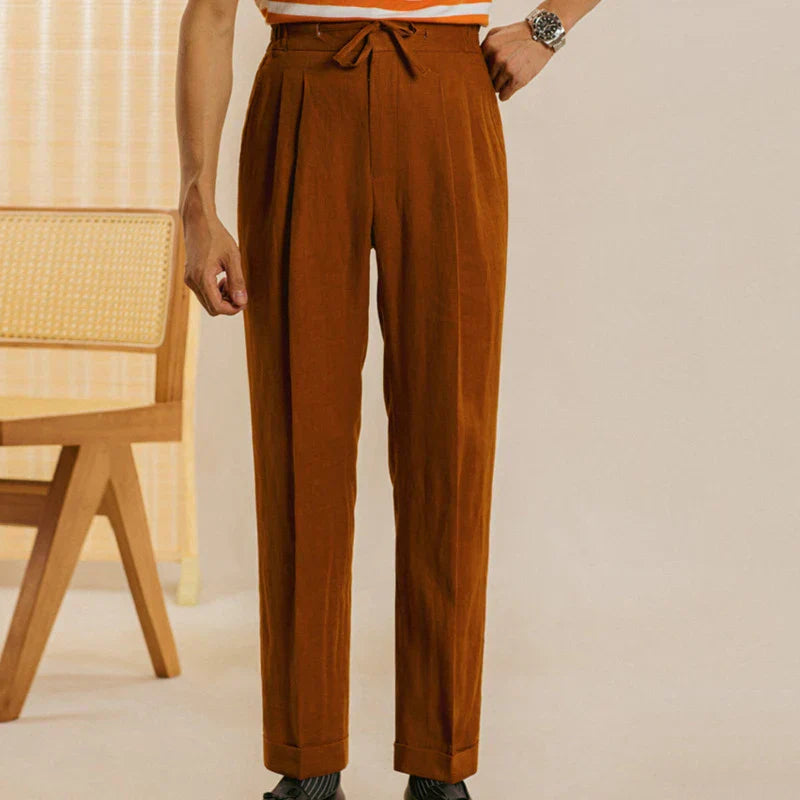 Pantalon en lin élastique à passants LS059