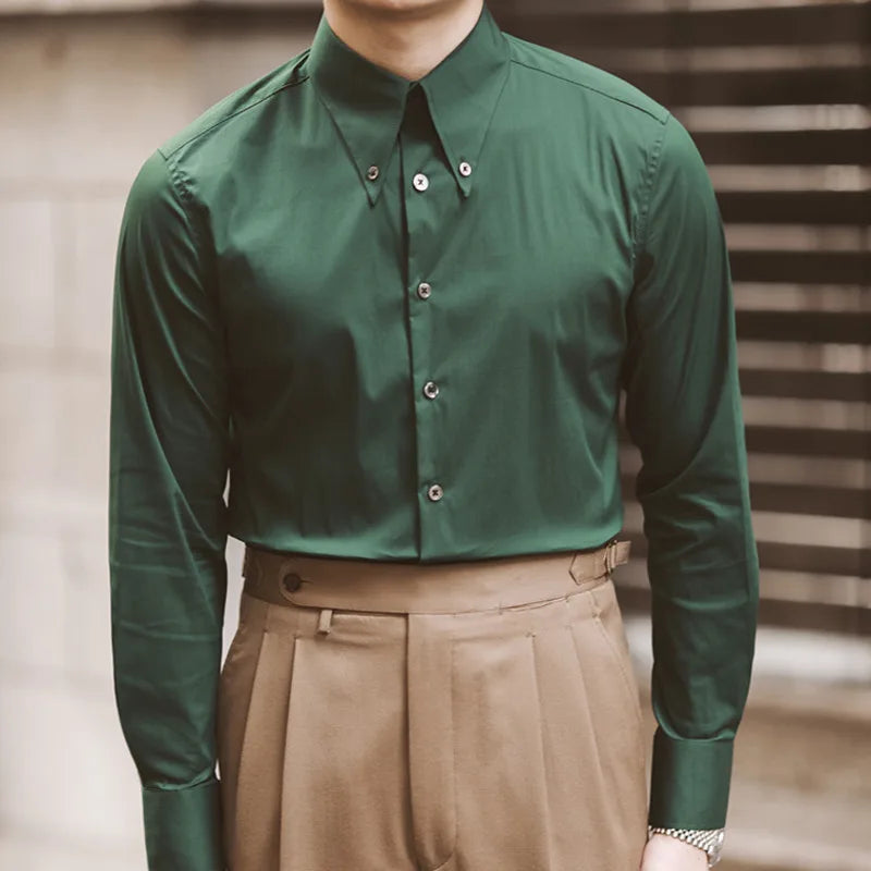 Chemise à col italien LS043 à boucles