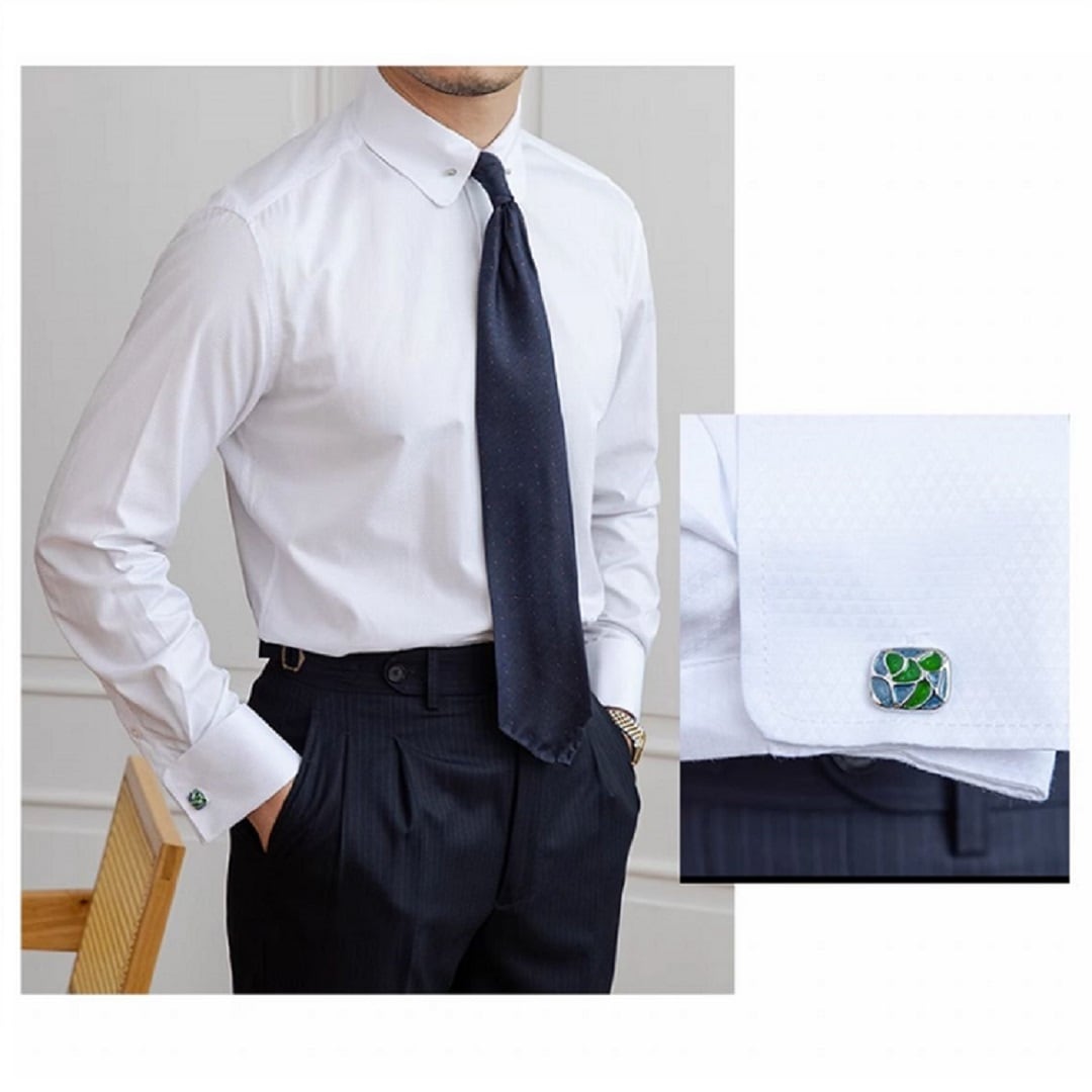 Camisa de cuello corto con gemelos